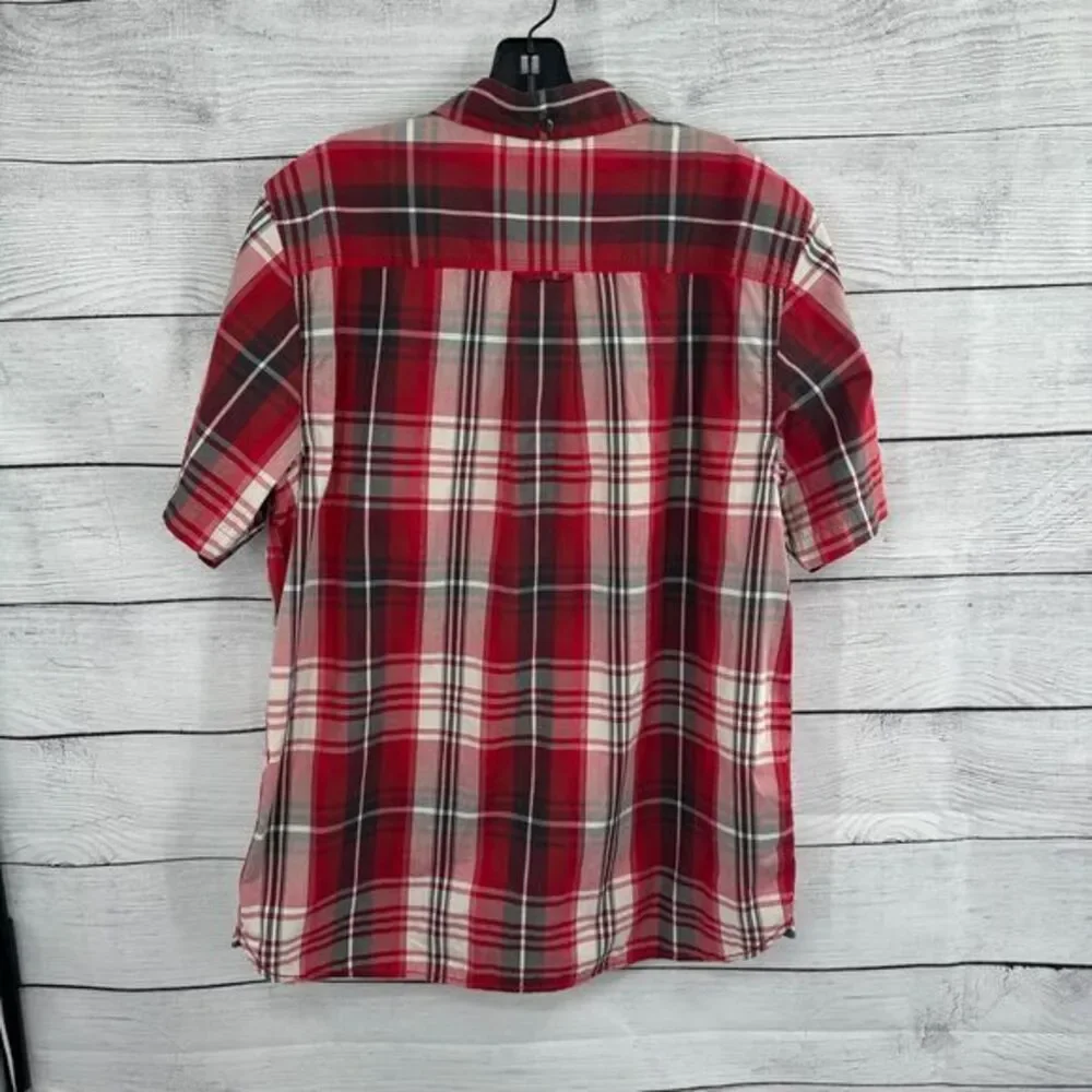 The North Face Men's Red Plaid Short Sleeve Button-Down Shirt Outdoor Casual L/G